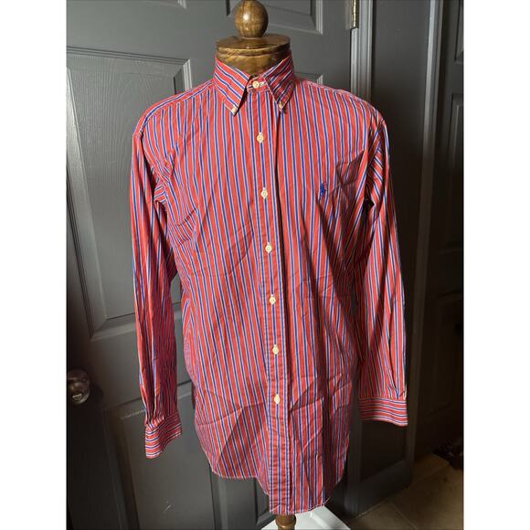 Polo Ralph Lauren Other - Ralph Lauren Button Down Shirt Mens Large Red Striped RL Classic Fit Cotton